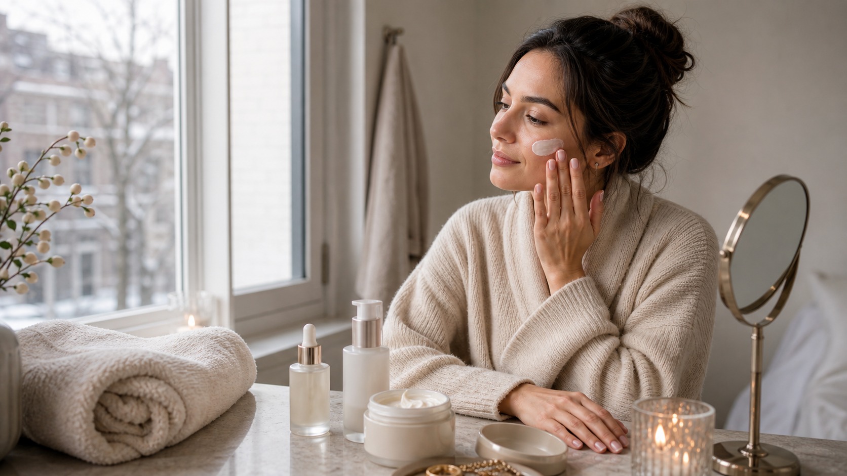 winter skincare routine with moisturizer